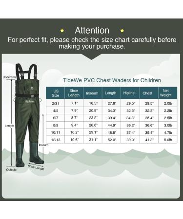 TIDEWE Kids Waterproof Chest Waders with Boot Hanger - Green 6/7 Little Kid - Buy Online on GoSupps.com