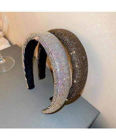 Wiwpar Rhinestone Headbands | Baroque Crystal Non-Slip Jeweled Fashion Hair Accessories for Women & Girls - Black Bling Headpieces for Christmas & Halloween - Buy Online on GoSupps.com