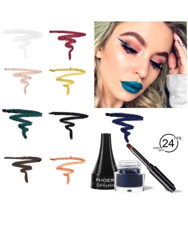 Allbestaye Color Eyeliner Gel - Waterproof Matte Shades in Blue Purple Green White Brown & Gold | International Shipping Available - Buy Online on GoSupps.com