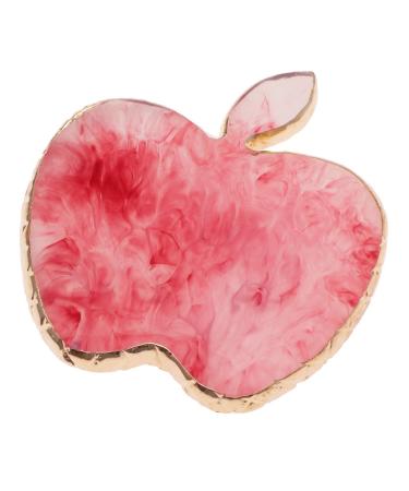 Minkissy Nail Gel Palette Nail Art Palette Polish Agate Golden Egde Manicure Cosmetic Color Mixing Palette Painting Resin Palette Apple Pattern Red