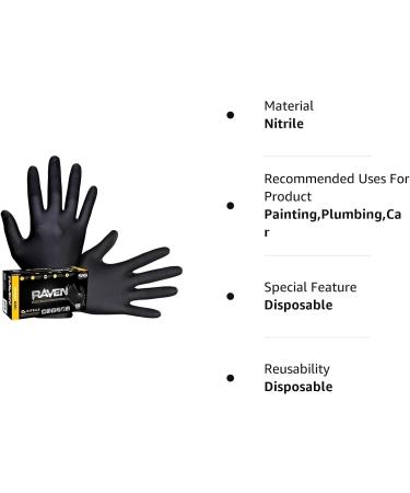 SAS Safety 66518 Raven Powder-Free Disposable Black Nitrile 6 Mil Gloves Large 100 Gloves by Weight(Pack of 1) 400 - Buy Online on GoSupps.com