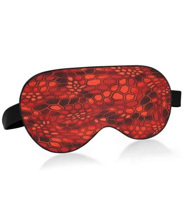 Sleep Mask Light Blocking Hexagonal Red Camouflage Eye Mask for Sleeping with Adjustable Strap Soft Lightweight Eye Cover Blindfold for Men Women Work Travel Naps