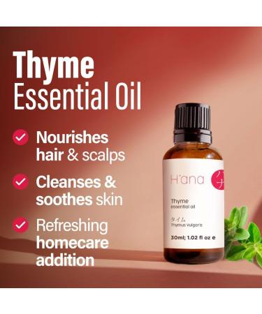 H ana 100% Pure Thyme Essential Oil for Hair Growth & Skin - Therapeutic Quality Natural Diffuser & Snoring Relief (30ml) - Buy Online on GoSupps.com