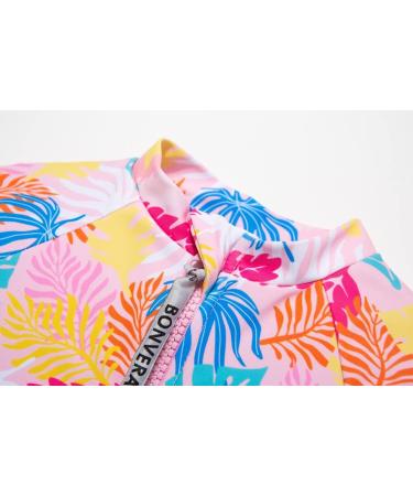 BONVERANO Baby Girls Swimsuit UPF 50+ Long-Sleeve One Piece Swimwear, Colorful Leaf, 3-6 Months - Buy Online on GoSupps.com