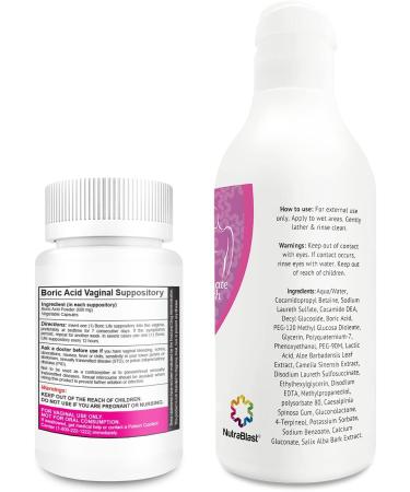NutraBlast Boric Acid Vaginal Suppositories and So Fresh & Clean Combo - 30 Count Suppositories & 10 fl oz - Promotes Healthy pH, Odor Control, and Discharge Cleansing - Buy Online on GoSupps.com