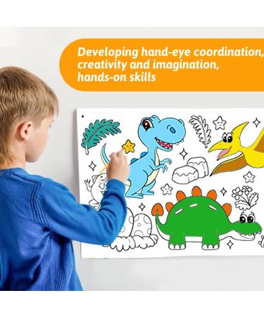 2 Pack Children's Drawing Roll - Animal Coloring Paper for Kids - Sticky DIY Painting Paper Rolls - Wall Coloring Stickers - Coloring Books - Dinosaur and Astronaut Theme - 79 x 11.8 - Toddler Friendly - Buy Online on GoSupps.com