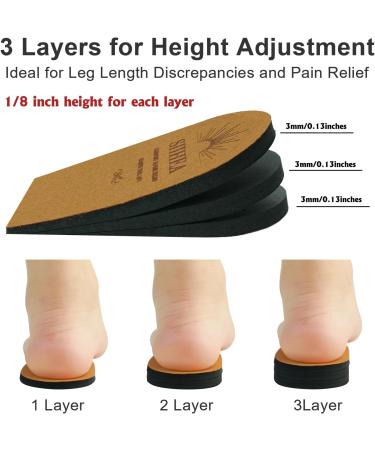 Adjustable Heel Lift Inserts for Achilles Tendonitis & Heel Pain - 1/8" Height Increase Insoles for Leg Length Discrepancy & Plantar Fasciitis (Medium) - International Shipping Available - Buy Online on GoSupps.com