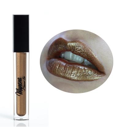 Mynena Copper Gold Lip Gloss Topper | Shimmer Glossy Finish Liquid Lipstick with Jojoba Oil | Vegan & Cruelty-Free - Buy Online on GoSupps.com