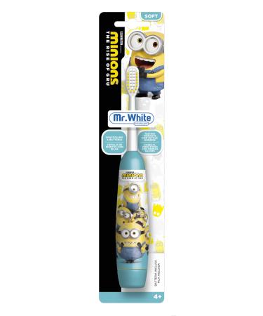 Mr.White Minions Battery- Powered Electric Toothbrush for Kids with Soft Bristles Suitable for 4+ Years Kids with Soft Vibrating Head System with in-Built Alkaline Battery Single