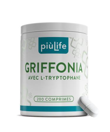 Griffonia Simplicifolia Tryptophane Pi Life 400 mg par comprim avec 50 mg L tryptophane Pr curseur de Serotonine Melatonine Dormir Mieux Bonne Humeur Anxiete Stress Source naturelle de 5-HTP 200 unit (Lot de 1)