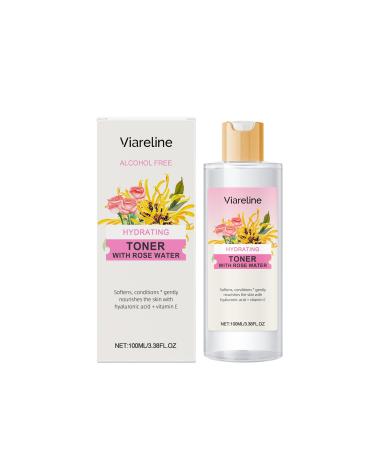 Hydrating Rose Water Toner with Hyaluronic Acid Alcohol-Free Facial Mist for Daily Moisturizing 3.38 Fl Oz