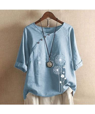 Elegant Women's Light Blue Short Sleeve Ppanguding T-Shirt - Summer Blouse & Tunic Tops - Buy Online on GoSupps.com