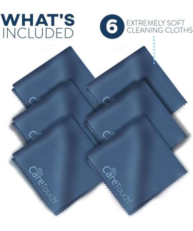 Buy Care Touch Microfiber Cleaning Cloths - 6 Pack for Glasses Phones & Screens | Lint-Free Large Navy Blue Microfiber Cloths - Buy Online on GoSupps.com