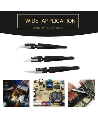3 PCS Precision Reverse Ceramic Electronic Soldering Tweezers - Self Locking Hot Tweezers with Ceramic Tips - Buy Online on GoSupps.com