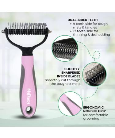 Mydaisy Dog & Cat Brush for Long-Haired Undercoats | Best Underwool & Subfell Dog Comb - Pink - Buy Online on GoSupps.com
