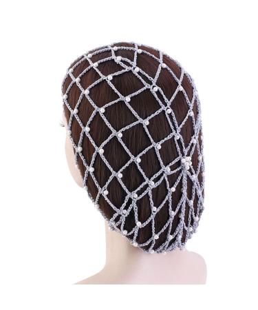 Chuyix snoods for women hair network pearl crochet network mesh hair network 1pcs pearl hair network sleeping hair nets crochet hairnet dutt network hair network bun hairstyle help fabric knot for women girls m gray