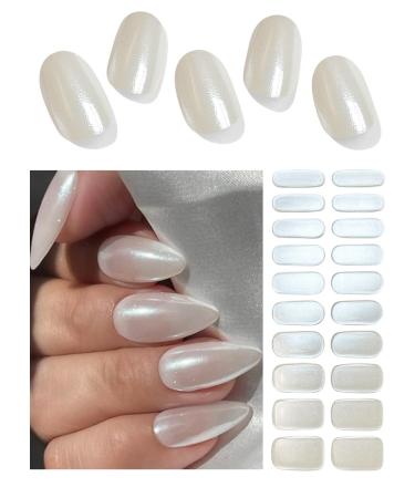 TrueShei nail foils |UV gel nail film |20PCs White Pearl Shimmer Effect Nail film self -adhesive |Gel Nail Stickers Gellack Wraps for Nagel