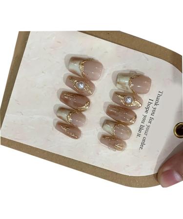 Ruarby Coffin/Ovals Press on Nail French Stripes Fake Nails Acrylic False Nails Artificial Nails Glues on Nail for Womens Girls - Buy Online on GoSupps.com