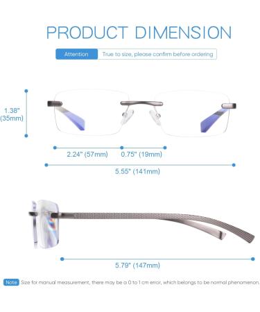 Shop Premium Aluminum Progressive Multifocus Reading Glasses for Men | Blue Light Blocking Rimless Multifocal Metal Readers - 1.25x-2.5x Strength - Buy Online on GoSupps.com