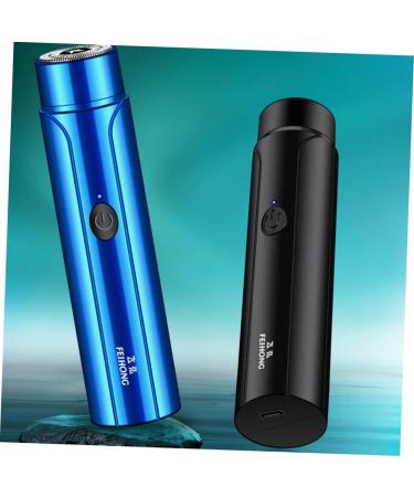 Compact Electric Shaver for Men - Handheld Travel Razor Wear-Resistant & Convenient Daily Use - 10.6x2.6cm Blue - Buy Online on GoSupps.com