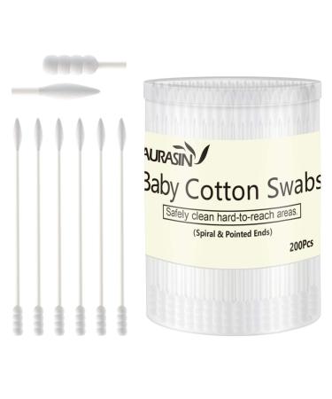 Baby Cotton Swabs  Paper Sticks Cotton Buds for Baby Ear Nose Clean-200Pcs(Spiral and Pointed) Baby200Pcs