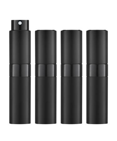 Lisapack Atomizer Perfume 8ML Spray Bottle for Travel (4PCS), Empty Refillable Cologne Dispenser, Portable Sprayer (Black) 4 Black