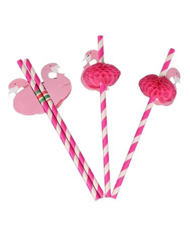 Itian Paper Straw Cute Flamingo Straw for Wedding Party and Decoration 50 Pieces