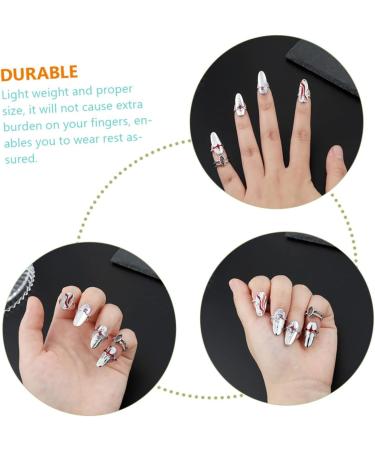 Healeved 4 Sets Nail Ring Women Finger Decor Womans Rings Jewelry Nail Tip Ring Nail Jewels Ring for Ring Jewelry Rings for Jewelry for Nail Jewelry White Zinc Alloy - Buy Online on GoSupps.com