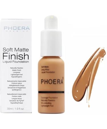 Phooera Fulll Coverage Liquid foundation Matte Finish Concealer Long wear 24hrs Oil Controlling Naturally Flawless Lightweigt Feel Buildable (106 WARM SUN) - Buy Online on GoSupps.com