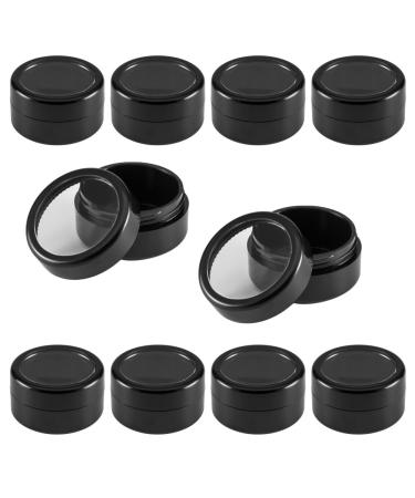 10 x Nail art jars empty 10ml black with viewing window and screw cap 596802