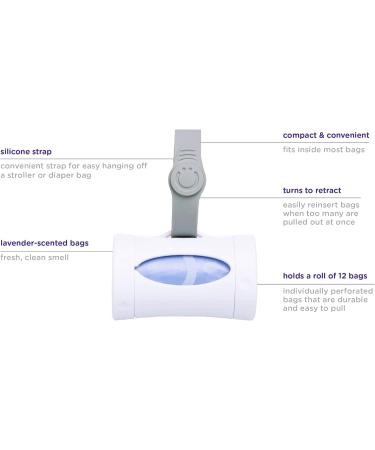 Ubbi Retractable On-the-Go Bag Dispenser for Baby Travel | Essential Diaper Bag Accessory | Lavender Scented | Perfect Baby Gift - Buy Online on GoSupps.com