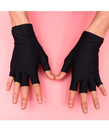 Solustre UV Protection Manicure Gloves - Anti-UV Half-Finger Nail Dryer Tools - 2 Pairs in Black for Salon & Home Use - Buy Online on GoSupps.com