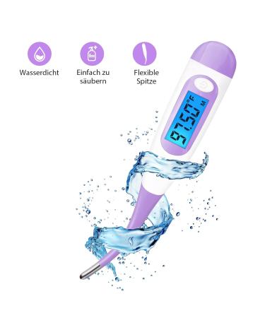 Basal Thermometer for Fertility & Ovulation Tracking - Digital LCD with Premom App - Cycle Control - Blue Backlight - Purple - Buy Online on GoSupps.com