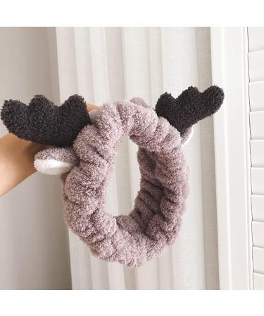 Reindeer Ear Headband Spa Headbands Cute Elk Hair Bands for Shower Yoga Makeup Face-washing Facial Head Wraps Elastic Headbands for Girls Women Ladies Boys Men Kids White brown - Buy Online on GoSupps.com