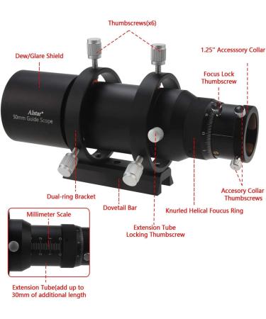 Alstar 50mm Compact Deluxe Finder & Guidescope Kit with 1.25 Double Helical Focuser - Ultimate Precision for Astrophotography - Buy Online on GoSupps.com