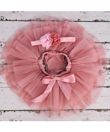 PythJooh Newborn Baby Girl Tutu Bloomers Set - Dusty Rose | Ruffle Pettiskirt & Headband | Photo Props | 0-2 Years - Buy Online on GoSupps.com