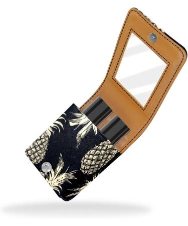 Travel Lipstick Organizer Case - Portable Makeup Bag with Mirror | Black White Graffiti Pineapple - Perfect for International Shipping - Buy Online on GoSupps.com