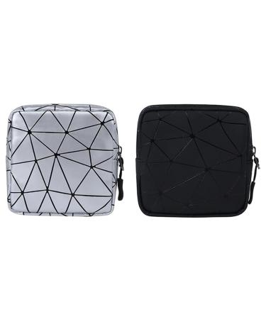 2 pieces of tampons storage tampon binding storage waterproof storage bags mini bags bag with zipper tampon storage bag for women.(Green and black)