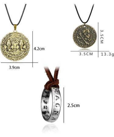 Uncharted Nathan Drake's Rings & Skull Coin Necklace - 4 Piece Braided Leather Bracelet Set | International Shipping Available - Buy Online on GoSupps.com