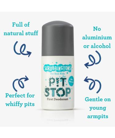 Scrubbingtons Pit Stop Childrens Natural First Deodorant Kids Deodorant for Boys and Girls Quick Drying Kids Deodorant Aluminium and Alcohol Free Suitable for Sensitive Skin 4 x 50ml 50 ml (Pack of 4) - Buy Online on GoSupps.com
