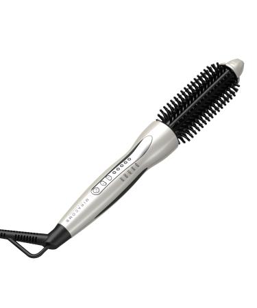 MIRACOMB Hair Curler Straightening Brush Ceramic Tourmaline Cool Touch PRO Multi Styler with 5 Heat Adjustments 1 Inch Barrel Auto Shut Off Pearl White (Package May Vary) 1st generation brush curler