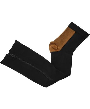 Shuimitao Compression Stockings - Open Tip Varicose Veins Support Nylon Zipper Knee-High Socks in Black & Tongue Sizes L/XL & XXL - Comfortable Elastic Wear for Enhanced Circulation - Buy Online on GoSupps.com