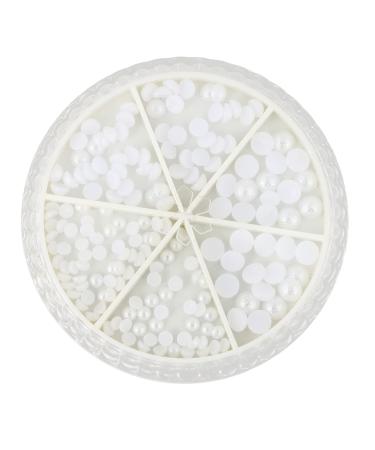 Ipetboom 1 Box Nail Decorations Pearl Flatback Beads Round Flatback Bulk Crafts Gemstones Bulk Pearl Manicure Ornament Nail Art Decoration Pearl Nail Charm Diamond Abs White Delicate 3d 6.5X6.5X1cm White