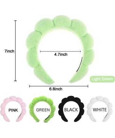 Spa Terry Cloth Headband Set for Women - Pink & Light Green | Bubble Skincare Headband with Face Wash Wristbands| Soft & Puffy Makeup Headband - Great Gift Idea - Buy Online on GoSupps.com
