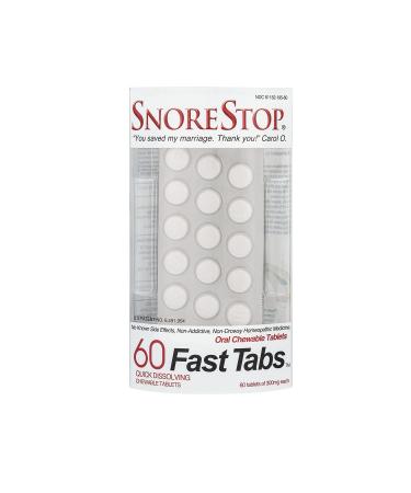 SnoreStop FastTabs Snoring Solution - Anti Snoring Oral Chewable Tablets, Device-Free Snore Stopper - Natural Snoring Relief, Breathe and Sleep Right - 60 Count