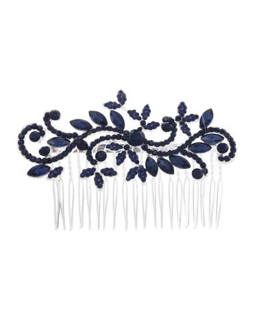 Lurrose Wedding Hair Comb Blue Rhinestone Hair Comb Hairpin Bride Vintage Flower Crystal Overtone Bridal Hair Accessories for Bridal Bridesmaid