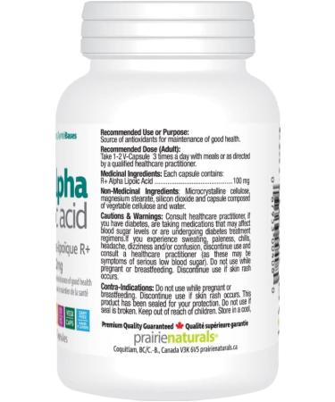 Prairie Naturals R(+) alpha lipoic acid 100 mg vcaps 60 Count - Buy Online on GoSupps.com