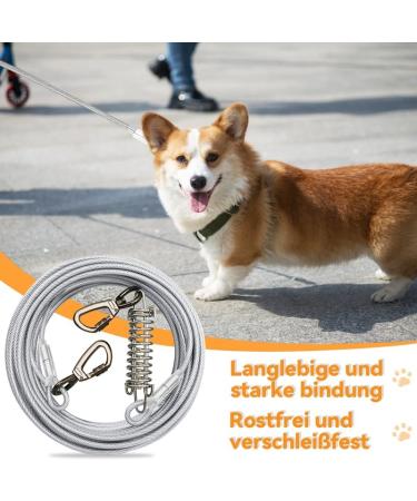 6m Farm Linen Dog Tie Out Cables - Shock-Damping Bite-Proof Leash for Small & Medium Dogs - Perfect for Camping & Training - Durable Gray Design - Buy Online on GoSupps.com
