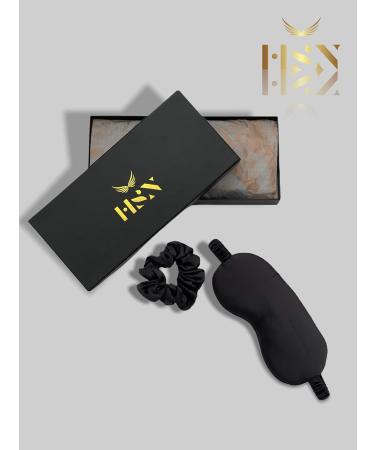 HSN 100% Mulberry Silk Eye Mask for Sleep with Mulberry Silk Scrunchie Eye Mask Natural Silk Eye Mask Smooth & Comfortable Eye mask Birthday Gift Luxury Gift Box Set (Black) - Buy Online on GoSupps.com
