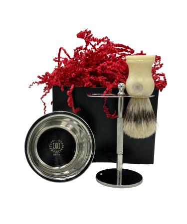 Zeva Shave Sets for Men - Leather Strop Straight Razor Carbon Steel Bristle Brush & Soap - Perfect Christmas Gift - Buy Online on GoSupps.com